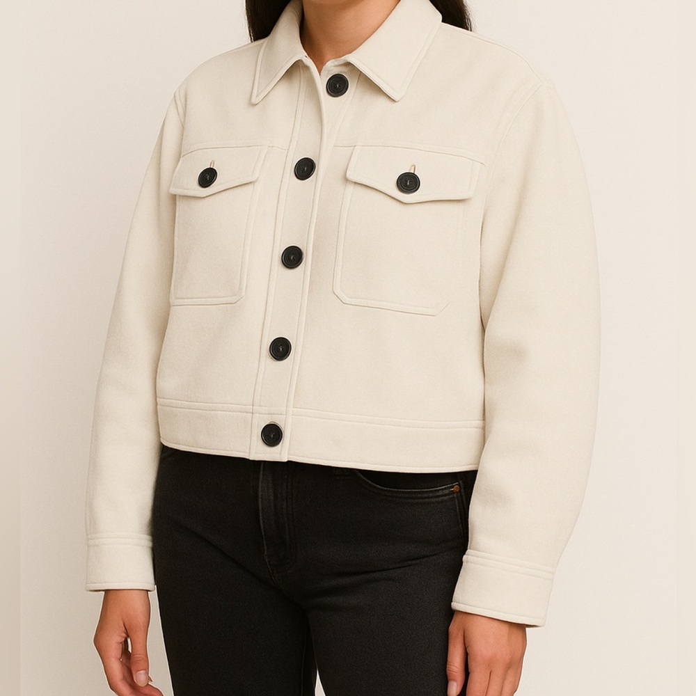 MARC New York Ivory Suede Waist Length Button Closure Jacket Size M